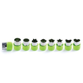 HIC Kitchen Mini Fruit and Vegetable Cutter Garnishing Set, Stainless Steel Safety Blades, 9-Piece Set