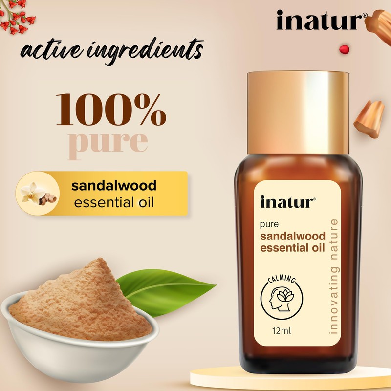 Inatur Sandalwood Essential Oil, Pure & Natural, For Face &