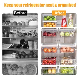 URALFA 2 Pack Fridge Drawer Organizer Egg Holder For Refrigerator Pull Out, Refrigerator Drawers for Fruit and Vegetable, Transparent Refrigerator Organization and Storage Box Fit for Fridge Shelf