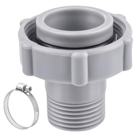 EMYVSVO Pool Drain Adapter - 1.5-Inch ID Connector for Bottom of Pool with 3/4-Inch Threaded Fitting and Stainless Steel Hose Clamp for Garden Hose Connection