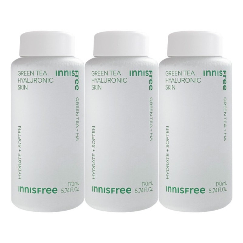 Innisfree Green Tea Hyaluronic Acid Skin 170ml 3 Pieces /