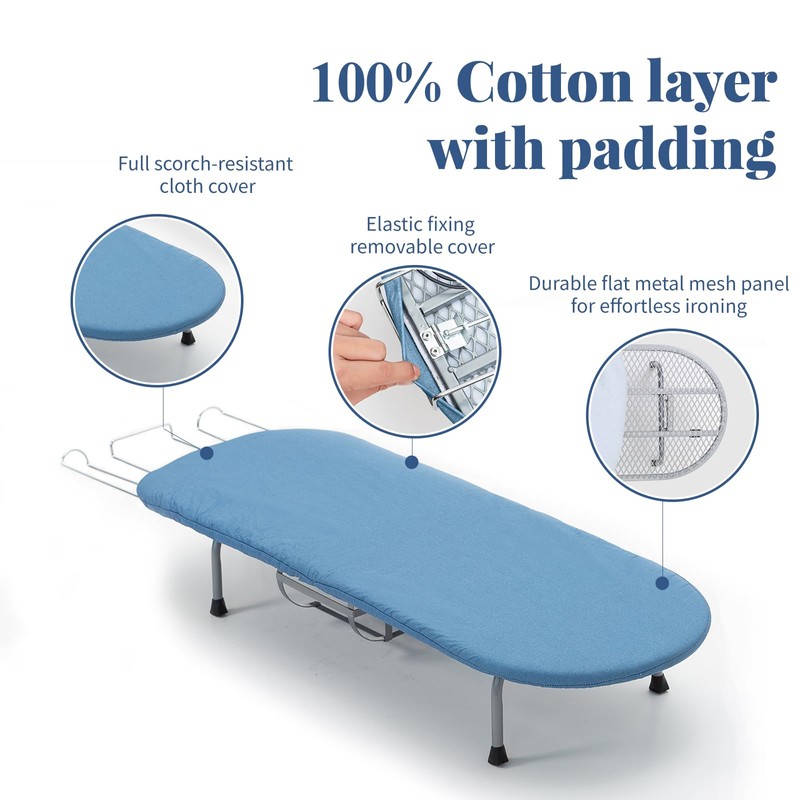 Metal Foldable Iron Board with Iron Holder, RAINHOL Small Ironing