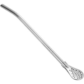 Silver Stainless Steel Straw Tea Strainer Spoon Colorful Stainless Steel Tea Drinking Straws Spoon Filter Tea Strainers and Filters with Brush Reusable Gourd Tea Tool Tea Filters