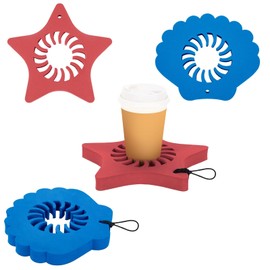 WERNNSAI 4Pcs Floating Drink Holder for Pool Foam Drink Floatiesl with Cord Portable Floating Cup Holder Float for Standard Cans Cups Bottles Pool Accessories Summer Beach Lake Party