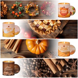 Fall Candle Set, Fall Scented Candles for Home, 4 Pack 36 oz Autumn Candle Soy Wax Candles for Home Scent, Fall Gifts for Women Men, Fall Fragrance of Pumpkin/Autumn Wreath/Apple Pie/Clove Cinnamon