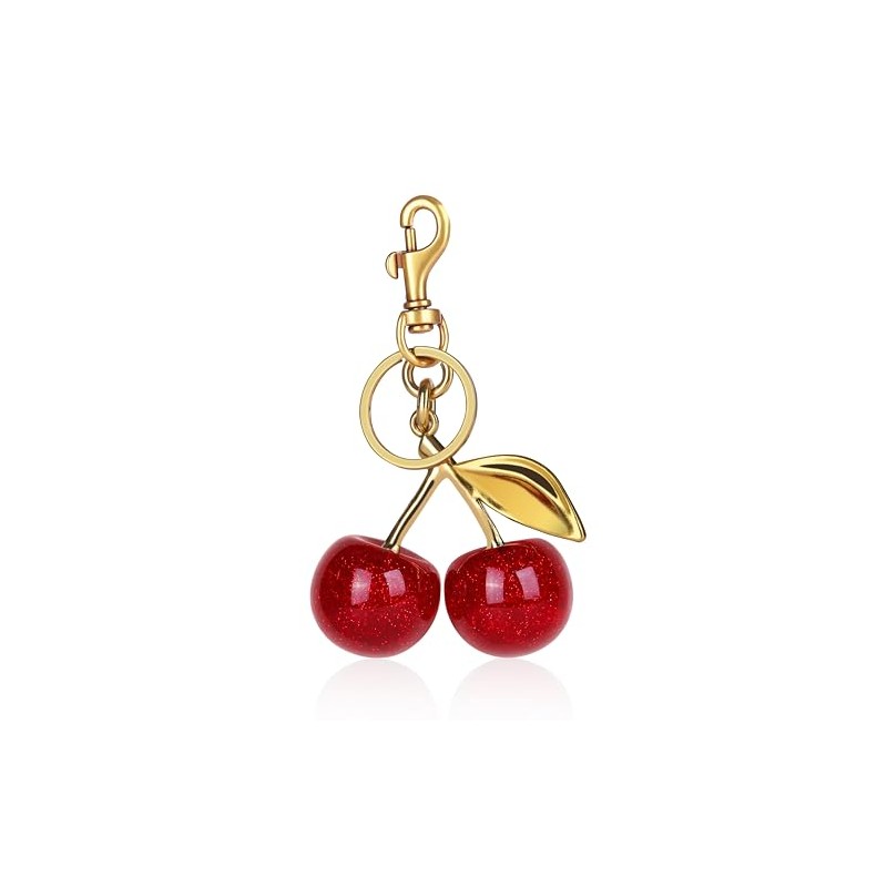 OVRUNS Cherry Bag Charm - Cute Sparkling Purse Accessory