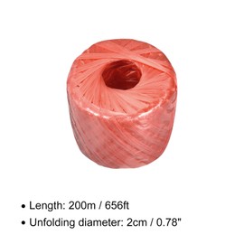 Rebower Polyester Nylon Rope [for Book Bundled Packing DIY]-200m/656ft / 1Roll Red