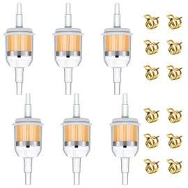 smseace 6pcs 5/16" Fuel Filter 1/4" Gas Inline Fuel Filter with Magnet,12pcs Hose Clamp for Motorcycle Tractors Cars Trucks Accessories 1/4 Inch x 5/16 Inch Universal Gas Inline Fuel Filters