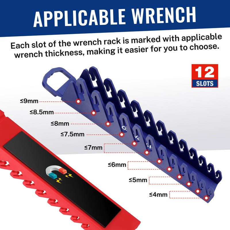 WORKPRO 8-Piece Magnetic Socket Organizer and Magnetic Wrench Organizer Set,