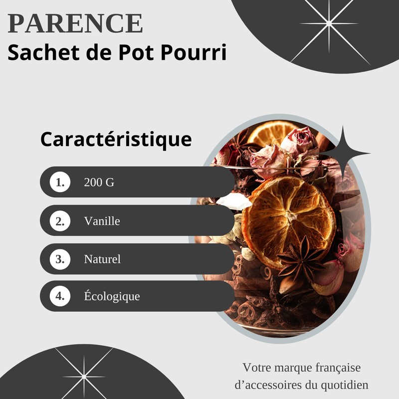 PARENCE.- Pot-Pourri Sacchetto 140g Aroma Vaniglia - Decorazione della casa