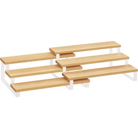 SONGMICS Estante para Especias, Juego de 2 Estantes de Armario, Especiero Extensible de 3 Niveles, Beige Natural y Blanco Nube MKCS016N02