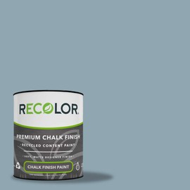 RECOLOR Recycled Interior Matte Finish Latex Paint for Walls and Furniture, 1 Quart, Chalk - Steel