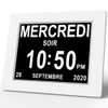 8" White Digital Wall Clock with Date, Day and Time