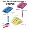 100PCS Waterproof Heat Shrink Butt Wire Splice Connectors Seal Crimp