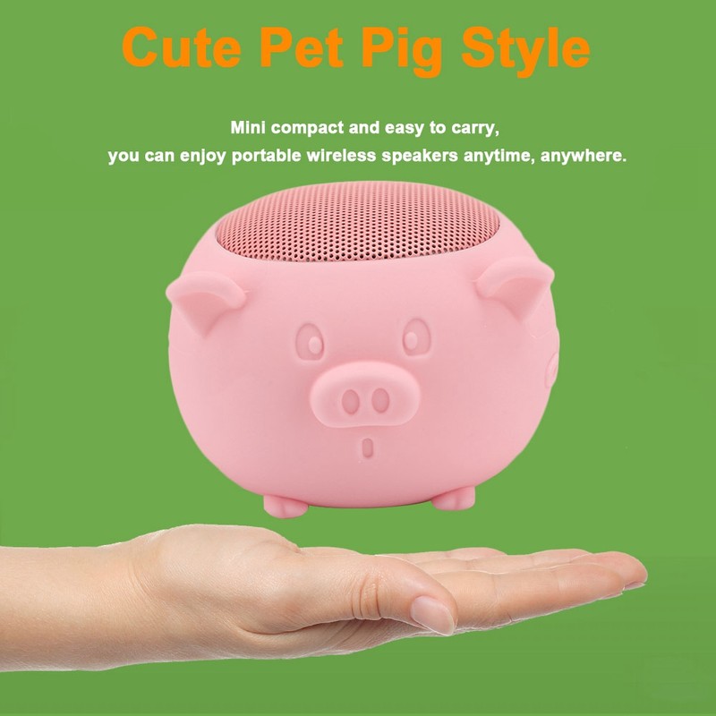 Lovely Pig Mini Wireless Bluetooth 5.0 Speaker Built in Mic