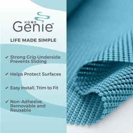 HOME GENIE Shelf Drawer and Cabinet Liner, Durable with Strong Grip, 17.5 in x 10 FT, Non Adhesive Liners Protect Kitchen Cabinets and Cupboard, Pantry, Bathroom Drawers and Shelves, Desks, Teal