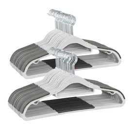 Finnhomy Bar Design Heavy Duty 50 Pack Plastic Hangers, Clothes Hangers with Non-Slip Pads, Great for Shirts, Pants, Scarves, Strong Enough for Coat, Gray