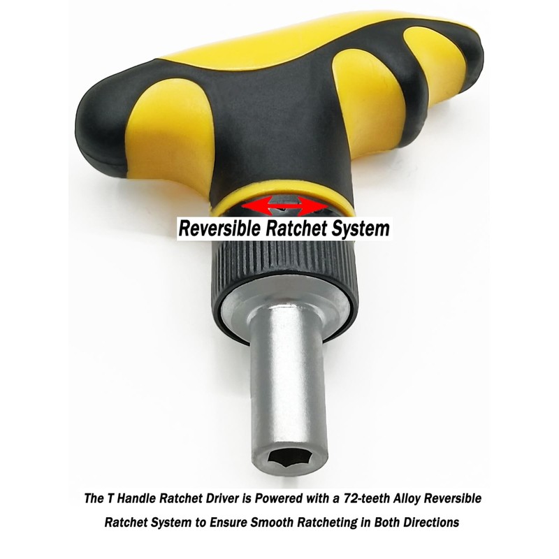 Ratchet Screwdriver, 1/4 T Handle Ratchet Driver,Mini Ratcheting Bit Driver