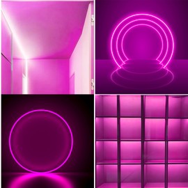 Clearhill 5V COB LED Strip Light Dimmable 2M Pink 8mm Width 320LEDs/M, 8W/M, High Density CRI90 Strong Light Double Sided Tape Transformable Cuttable Non-Waterproof IP20 Power Cord Switch, 5 Stage