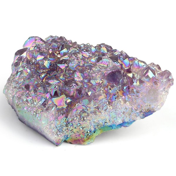 SAHOOTTIE Amethyst Angel Aura Quartz Titanium Coated Mineral Crystal Amethyst