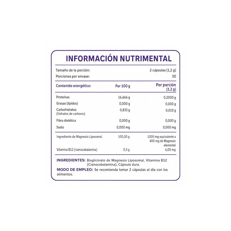 Vita Smart Bisglicinato Magnesio Liposomal Vitamina B12 Alta Absorción Máxima