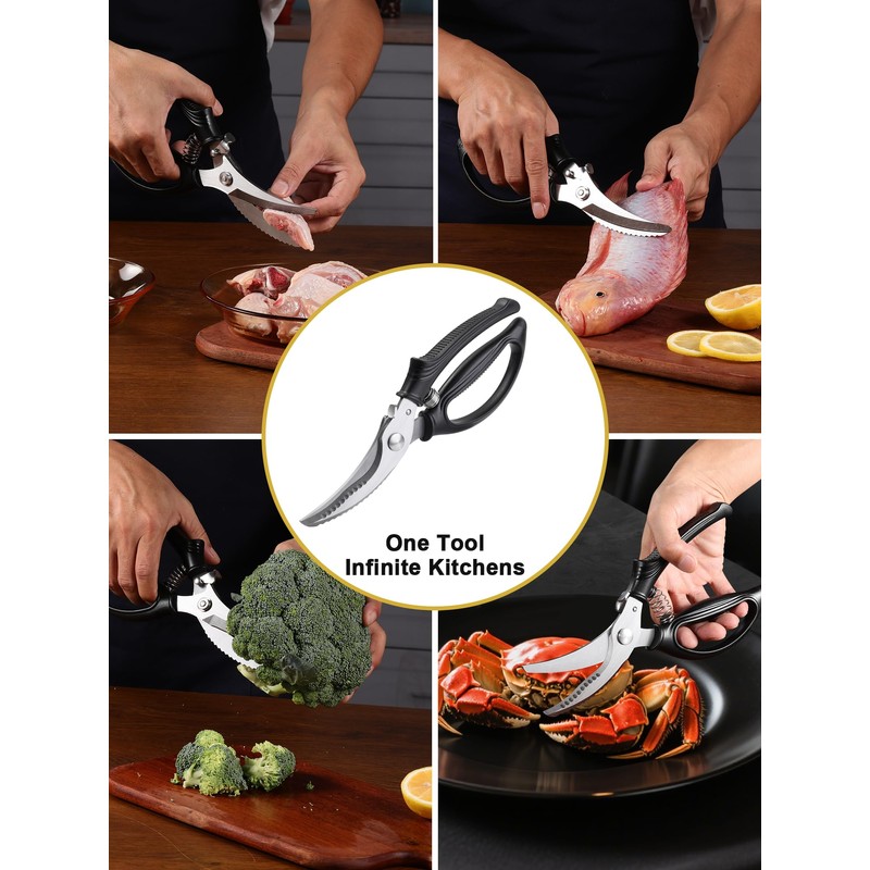 Poultry Shears, Kitchen Shears with Spring Loaded, Heavy Duty Poultry