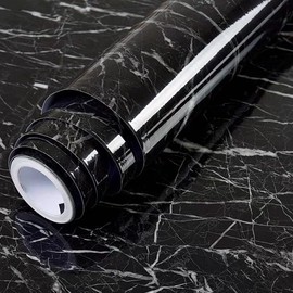 Yancorp 120inches Black Wallpaper Black Peel and Stick Wallpaper Marble Stick on Counter Tops Self Adhesive