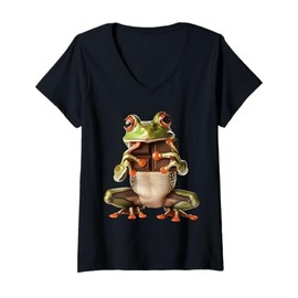 Womens Frog Chocolate V-Neck T-Shirt