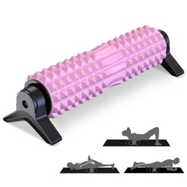 Trigger Point Foam Roller with Stand, 18 Inch Medium Density Foam Roller Long Yoga Roller Foam Exercise Roller for Physical Therapy, Muscles Deep Tissue, Pilates, Back Pain and Muscle Recovery (Pink)