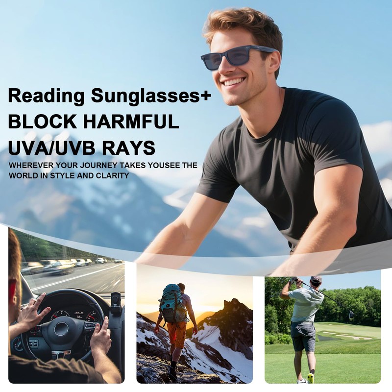 LADEESSE 3 Pack Reading Sunglasses for Men, UV400 Sun Readers