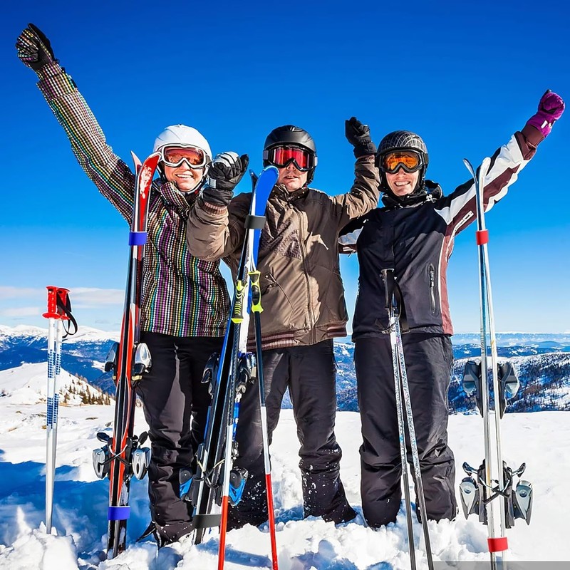 4Pcs Ski Straps, Skis and Pole Carrier Fasteners Adjustable Ski