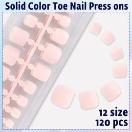 Bellelfin Press on Toenails for Women Matte Pink Toenails Press on Short Square Toe Nail Press ons, 120pcs Press on Toenails Full Cover Toe Press on Nails
