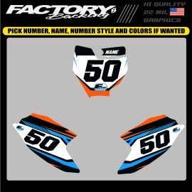 KTM FITS KTM 65 2016 TO 2023  NUMBER PLATE GRAPHICS DECALS MX YOUR NAME/ # A21