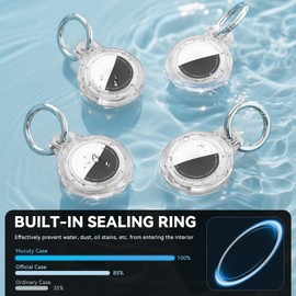 Mucuty 4 Pack Compatible with Apple Air Tags Holder, Waterproof Case with Air Tags Keychain,Clear Hard Cover for Luggage, Dog Collar, Cat, Car Keys-Clear White