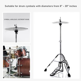Vaisoeny Hi Hat Stand，Three Legs Hi-Hat Stand，Adjustable Height 23.6" to 39.3", Double Braced High Hat Stand with Widened Non-Slip Rubber Feet (V-CC-JKC07)