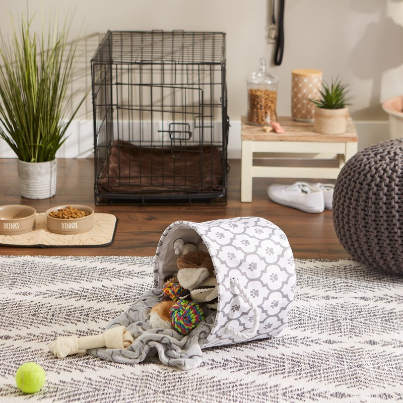 Bone Dry Pet Paw Print Collapsible Pet Storage Container Round