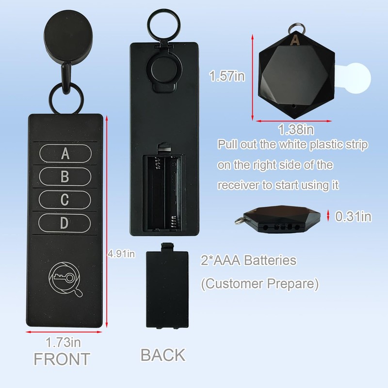 Key Finder,Wireless Locator,115ft Range 85db Sound Remote Finder,Use for Finding