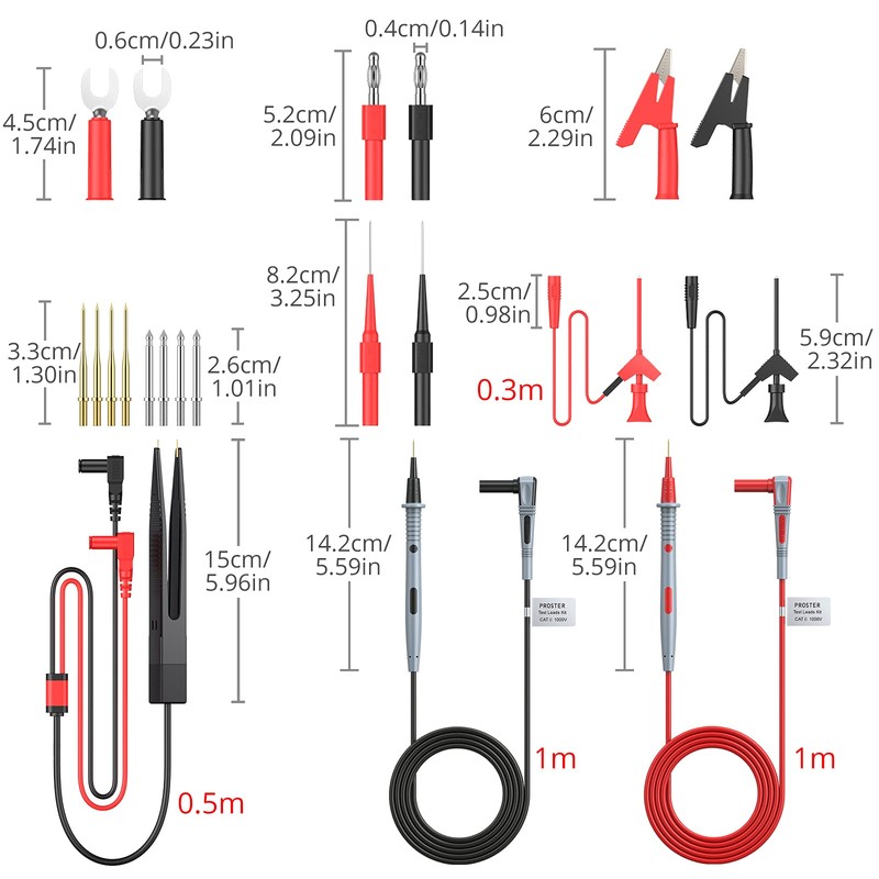 Proster Multimeter Leads Kit 23 in 1 Test Leads with