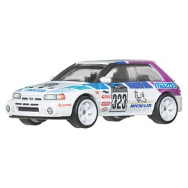Hot Wheels Premium Car Culture - Mazda 323 GTR, modellino da Collezione in Scala 1:64 con Telaio in Metallo e Pneumatici Real Riders, Decorazioni Premium e Dettagli realistici, 3+ Anni, JKF17