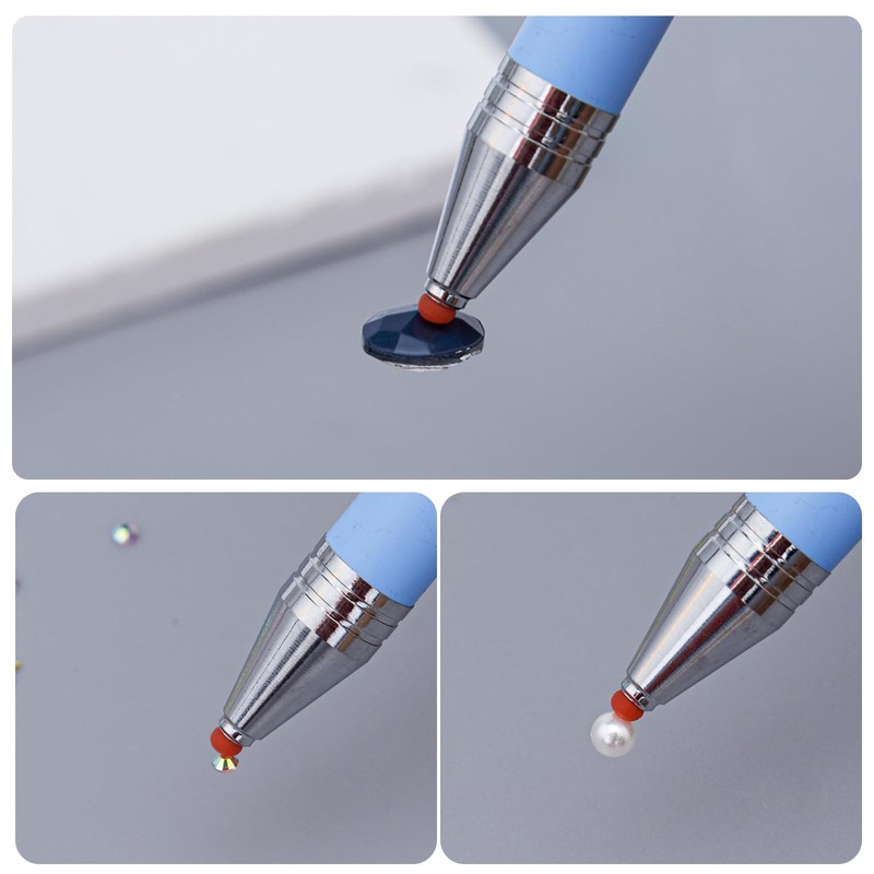 2 Pcs Rotating Rhinestone Picker Pen Set with 12 Wax