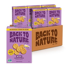 NEW Back to Nature Garlic & Herb Mini Seasoned Crackers, Non-GMO, Plant-Based Snack Cracker, Snack Happy, 5 oz Box (Pack of 6)