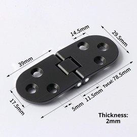 4Pcs Folding Flip Top Hinge Round Edge 180 Degree Zinc Alloy Door Hinge Folding Table Hinges Tray Backflap Hinges for Table Cabinet Closet Door Furniture, Black