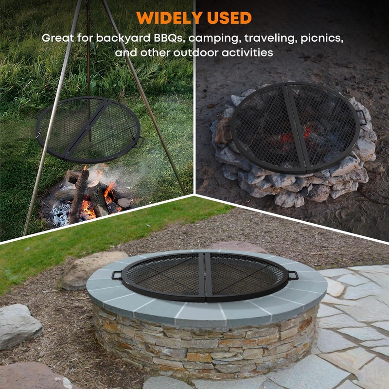 Stanbroil X-Marks Fire Pit Cooking Grate, Foldable Round Grill Grate