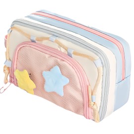 Organizador Porttil de Estuche para Lpices Kawaii de Mltiples Capas - Bolsa para Bolgrafos y Suministros de Gran Capacidad con Diseo de Bloques de... 