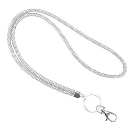 JJiaoLinin ID Card Holder Lanyard, Rhinestone Lanyard Id Badge Strap Decorative Bling Crystal Lanyard Strap with Metal Clasp Rhinestone Neck Lanyard for Women White