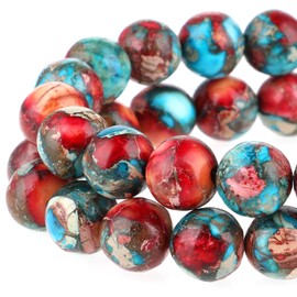 45-47 Pieces Natural Stone Beads 8 mm Purple Blue Jasper Gemstone Beads Royal Sea Sediment Natural Pearl Beads Colourful Round Stone Beads for Jewellery Making Beads for Jewellery Making