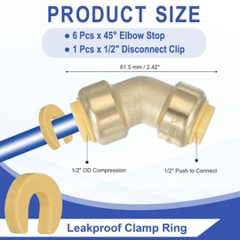 PATIKIL 3 Pcs 45° Elbow Stop Valve 1/2" x 1/2" Compression Water Shut Off Valve with 1/2" Disconnect Clip for Faucet Toilet Pex Copper Cpvc Pipe Brass, Gold