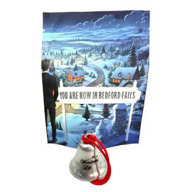 It's A Wonderful Life Ornament Bell on Ribbon Movie Souvenir Steel Metal Keepsake Christmas Decoration Made in The USA in a Bedford Falls Gift Bag