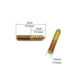 Yoliko 10 Pack 3/8-16 x 2 Inch Hanger Bolts Double Headed Bolts for Furniture Screws 50.8mm Length