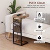 Vagusicc C Shaped End Table with Charging Station, 32" Tall